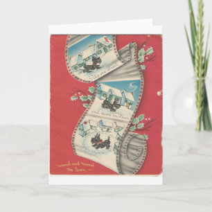 Cartes Pour Fêtes Annuelles Chien écossais de Noël Vintage