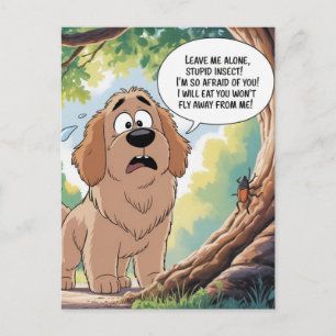 Cartes Pour Fêtes Annuelles Chien effrayé Bande dessinée drôle d'insecte