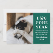 Cartes Pour Fêtes Annuelles Chien est parti année Funky Green Pet Photo (Devant)