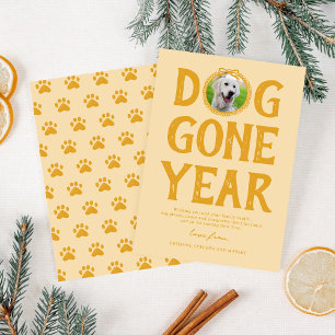 Cartes Pour Fêtes Annuelles Chien est parti année Jaune photo Noël