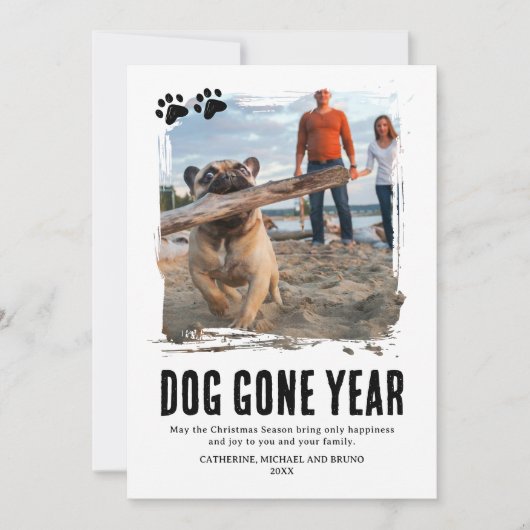Cartes Pour Fêtes Annuelles Chien est parti année mignonne photo Noël (Devant)