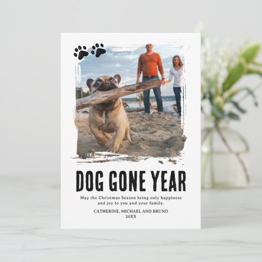 Cartes Pour Fêtes Annuelles Chien est parti année mignonne photo Noël (Debout devant)