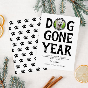 Cartes Pour Fêtes Annuelles Chien est parti année noir blanc photo Noël