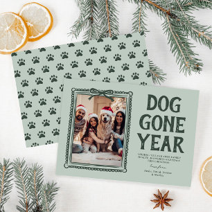 Cartes Pour Fêtes Annuelles Chien est parti année photo verte Noël