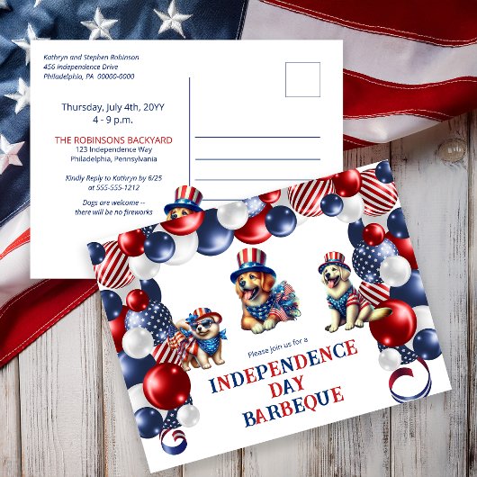 Cartes Pour Fêtes Annuelles Chien Friendly Pas de feux d'artifice 4 juillet fê