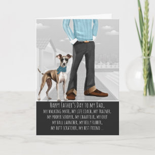Cartes Pour Fêtes Annuelles Chien Greyhound et papa drôle Fête des Pères