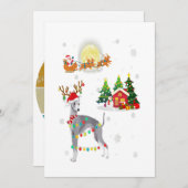 Cartes Pour Fêtes Annuelles Chien Greyhound Lumière Noël Renne Arbre Xmas (Devant / Derrière)
