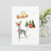 Cartes Pour Fêtes Annuelles Chien Greyhound Lumière Noël Renne Arbre Xmas (Debout devant)
