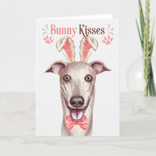 Cartes Pour Fêtes Annuelles Chien gris dans les oreilles de lapin pour Pâques