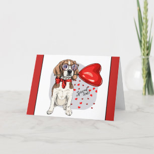 Cartes Pour Fêtes Annuelles Chien Hipster Beagle Amour Cœur Ballon