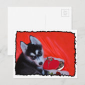 Cartes Pour Fêtes Annuelles Chien Husky de Valentine (Devant / Derrière)