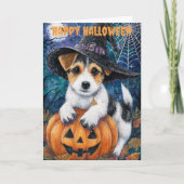 Cartes Pour Fêtes Annuelles Chien Jack Russell d'Halloween (Devant)