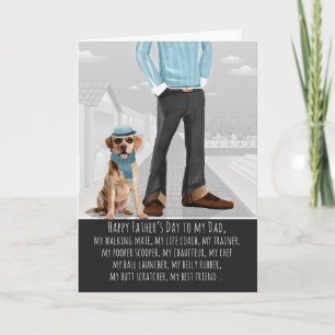 Cartes Pour Fêtes Annuelles Chien Labrador jaune et papa drôle fête des pères