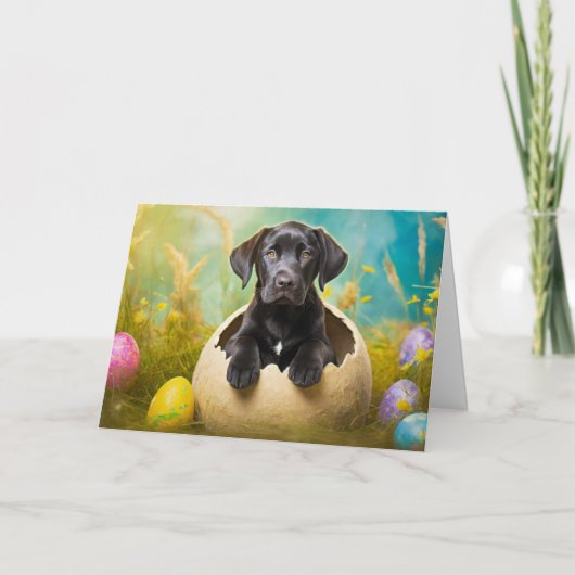 Cartes Pour Fêtes Annuelles Chien Labrador noir (Devant)