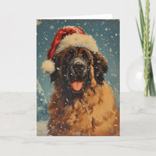 Cartes Pour Fêtes Annuelles Chien Leonberger vintage de Noël personnalisé