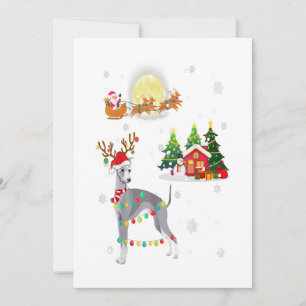 Cartes Pour Fêtes Annuelles Chien Lévrier Léger Noël Renne Arbre Xmas