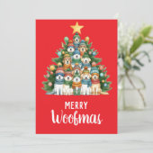 Cartes Pour Fêtes Annuelles Chien Merry Woofmas sapin de Noël (Debout devant)