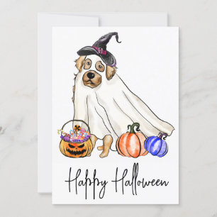 Cartes Pour Fêtes Annuelles Chien mignon animal chiot fantôme Halloween heureu