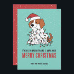 Cartes Pour Fêtes Annuelles Chien mignon Père Noël Naughty et Nice Joyeux Noël<br><div class="desc">Caricature d'animal mignonne avec des puns drôles pour votre fête de vacances. Joyeux Noël et Bonne Année. Vous pouvez customiser le texte et la couleur arrière - plan pour convenir à votre occasion. Idéal pour les enfants et les enfants qui aiment les animaux.</div>