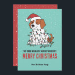 Cartes Pour Fêtes Annuelles Chien mignon Père Noël Naughty et Nice Joyeux Noël<br><div class="desc">Caricature d'animal mignonne avec des puns drôles pour votre fête de vacances. Joyeux Noël et Bonne Année. Vous pouvez customiser le texte et la couleur arrière - plan pour convenir à votre occasion. Idéal pour les enfants et les enfants qui aiment les animaux.</div>