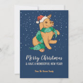 Cartes Pour Fêtes Annuelles Chien mignon Père Noël neige hiver Joyeux Noël (Devant)