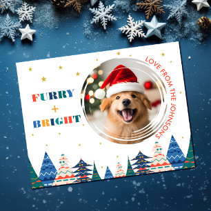 Cartes Pour Fêtes Annuelles Chien Mignon Photo Poilu & Lumineux