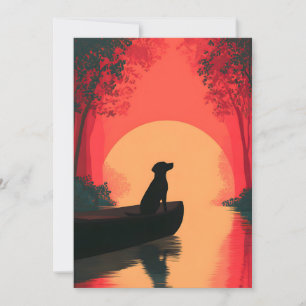 Cartes Pour Fêtes Annuelles Chien noir minimaliste du coucher du soleil