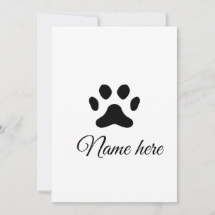 Cartes Pour Fêtes Annuelles Chien patte noir animal ajouter nom texte animal p
