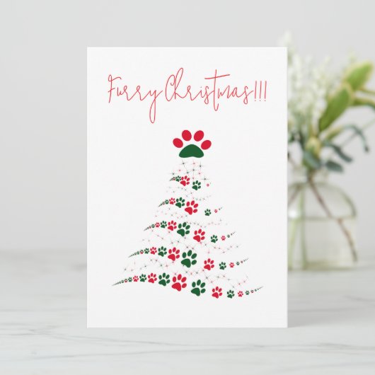 Cartes Pour Fêtes Annuelles Chien Paw Christmas Tree | Fer Noël (Debout devant)