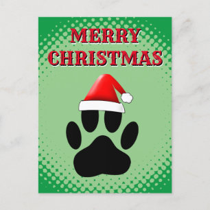 Cartes Pour Fêtes Annuelles Chien Pawprint Santas Casquette