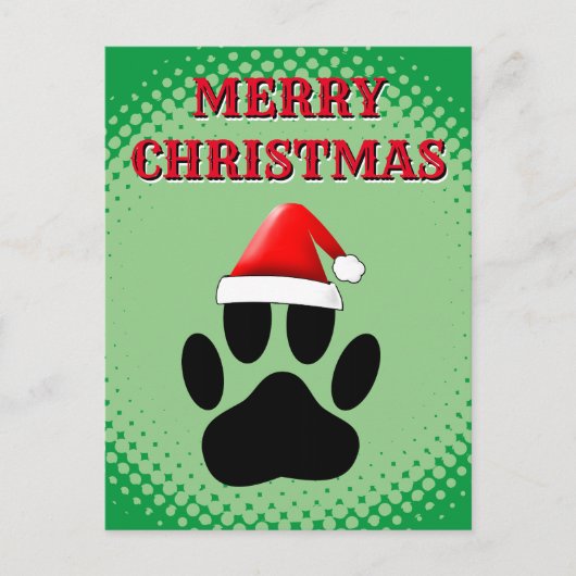 Cartes Pour Fêtes Annuelles Chien Pawprint Santas Casquette (Devant)