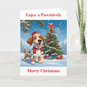 Cartes Pour Fêtes Annuelles Chien Père Noël