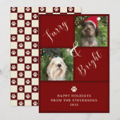 Cartes Pour Fêtes Annuelles Chien Photo Furry Et Rouge 2 (Devant / Derrière)