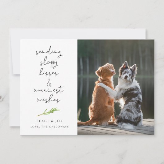 Cartes Pour Fêtes Annuelles Chien photo Sloppy Kisses Christmas Holiday Card (Devant)