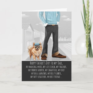 Cartes Pour Fêtes Annuelles Chien Poméranie et Papa pour la Fête des Pères