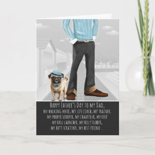 Cartes Pour Fêtes Annuelles Chien Pug Adorable et Papa Drôle Fête des Pères