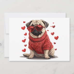 Cartes Pour Fêtes Annuelles Chien Pug de la Saint-Valentin