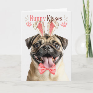 Cartes Pour Fêtes Annuelles Chien Pug en oreilles de lapin pour Pâques