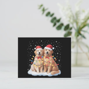 Cartes Pour Fêtes Annuelles Chien Retriever doré Noël Chapeau de Père Noël Ren