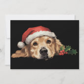 Cartes Pour Fêtes Annuelles Chien Retriever doré Noël Chapeau de Père Noël Xma (Devant)