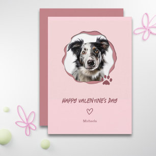 Cartes Pour Fêtes Annuelles Chien rose Photo Coeur Saint Valentin