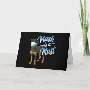 Cartes Pour Fêtes Annuelles Chien Rottweiler Mignon Femmes avec Masque - Porte
