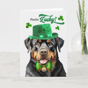 Cartes Pour Fêtes Annuelles Chien Rottweiler se sentant chanceux à la Saint-Pa