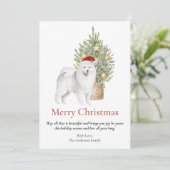Cartes Pour Fêtes Annuelles Chien Samoyède et arbre de Noël (Debout devant)