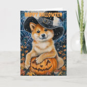 Cartes Pour Fêtes Annuelles Chien Sheba Inu Halloween (Devant)