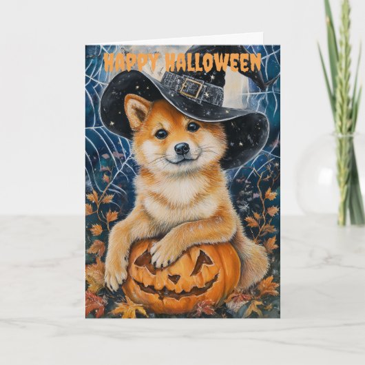 Cartes Pour Fêtes Annuelles Chien Sheba Inu Halloween (Devant)