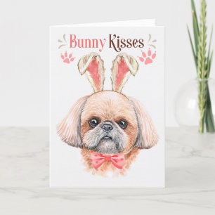 Cartes Pour Fêtes Annuelles Chien Shih Tzu en Oreilles de Lapin pour Pâques