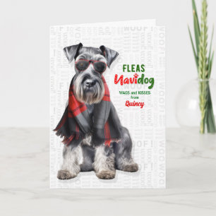 Cartes Pour Fêtes Annuelles Chien Shnauzer Drôle Puces Navidog avec nom