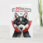 Cartes Pour Fêtes Annuelles Chien sibérien Husky Drôle nombre DOGcula Hallowee (Devant)