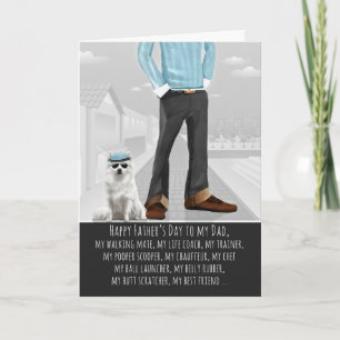 Cartes Pour Fêtes Annuelles Chien Spitz Japonais et Papa pour la Fête des Père
